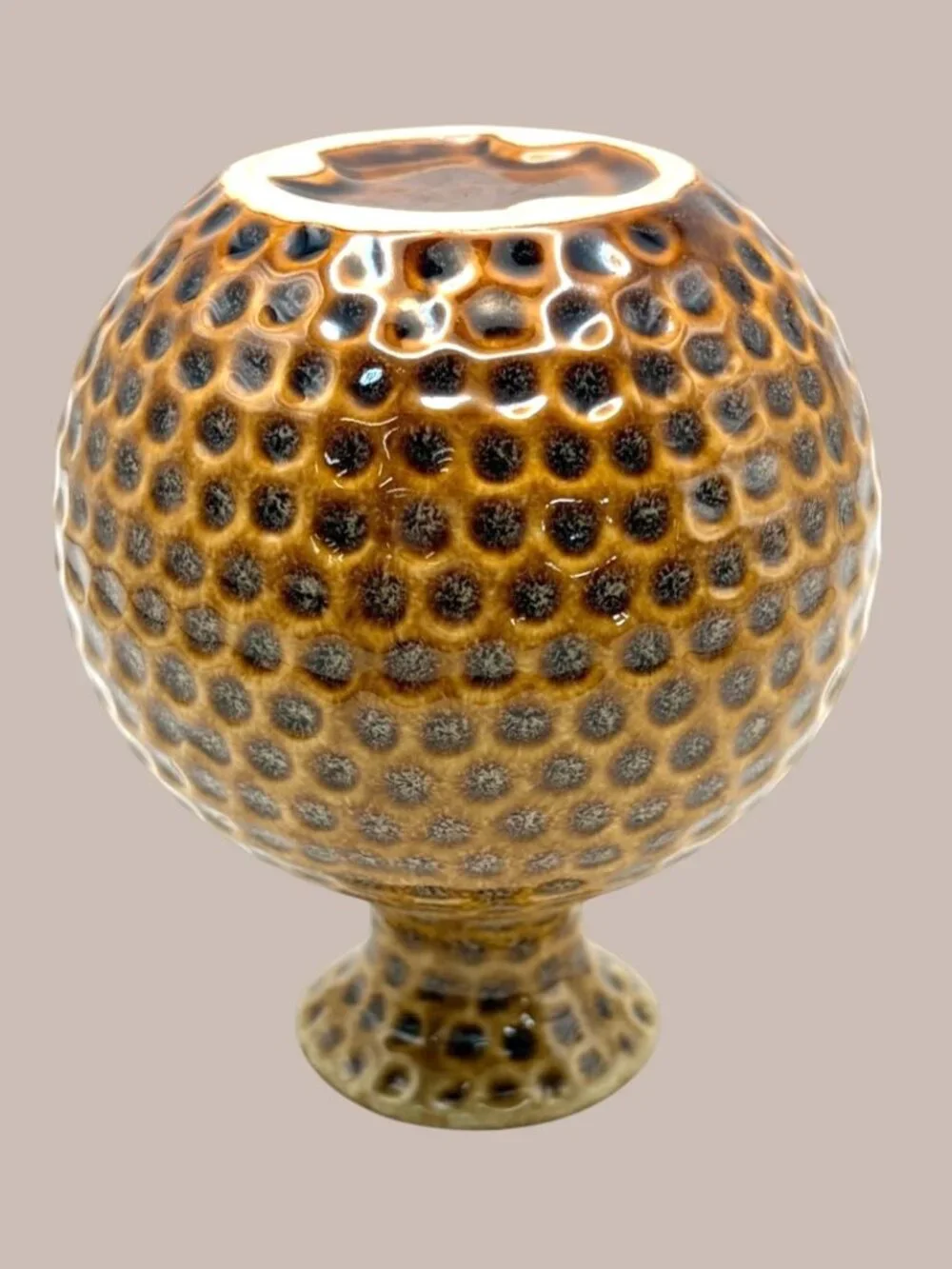 Vintage Mid Century Textured Ceramic Bud Vase Brown Speckled Glaze 4.5